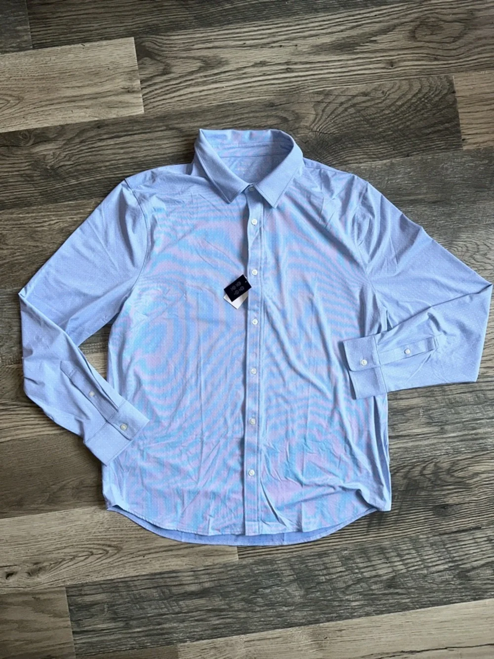 J. Crew NWT  Dobby all day performance‎ Light Blue button front Shirt men's XL